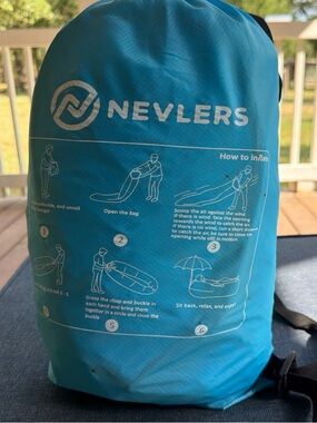 Nevlers Blue  Inflatable Lounger with Carry Bag